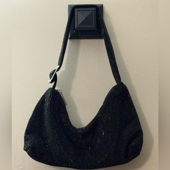 Elegant Sparkle Black Beaded Women's Bag with Sparkle Buckle - Picture 1 of 10
